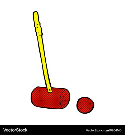 Comic cartoon croquet mallet and ball Royalty Free Vector