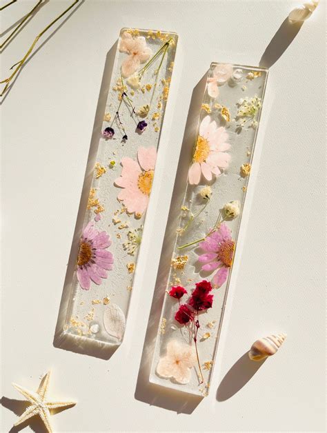 Personalised Resin Bookmark Floral Bookmark Custom Bookmark Etsy