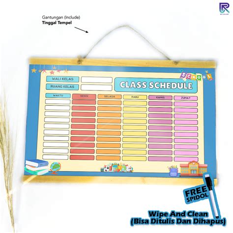 Jual RHA GALLERY Planner Sekolah Jadwal Pelajaran Siswa Blue Wipe And