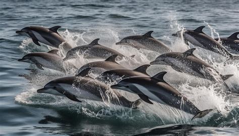 Premium Ai Image Dolphins Jumping Whales Breaching Nature Joy