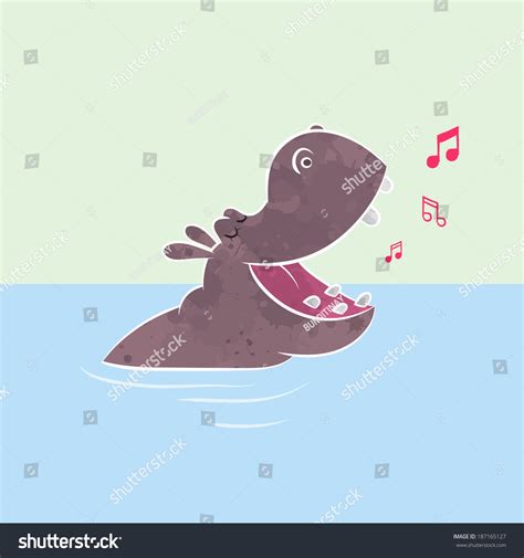 Hippo Cartoon Singing Vector Stock Vector (Royalty Free) 187165127 ...