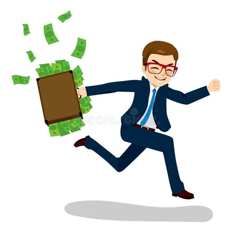 Businessman Running With Money Stock Vector Illustration Of Full