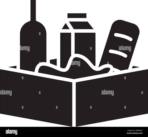 Box With Groceries Silhouette Style Icon Vector Illustration Design