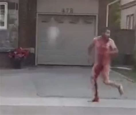 Video Shows Naked Man Covered In Blood Running From Assailant With