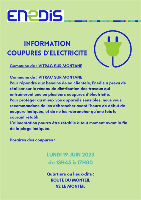 Coupures D Electricite Mairie De Vitrac Sur Montane