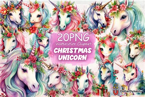 Christmas Unicorn Sublimation Clipart Graphic By Dollar Dynasty