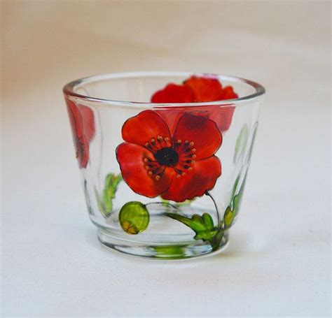 Poppy And Bee Design Candle Holder Votive Tealight Holder Etsy Designer Candles Candle Cup