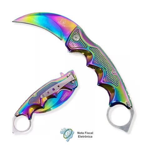 Faca Canivete Curvado Karambit Retratil Fade Clip Cinto Escorrega O