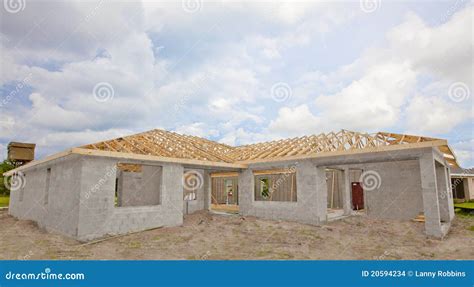 New Construction Roof Truss Stock Photo - Image of building, blue: 20594234