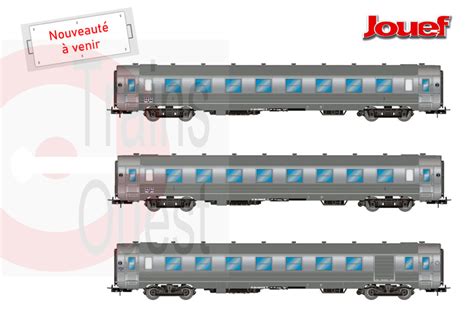 JOUEF Coffret De 3 Voitures Courtes DEV Inox Trains Ouest