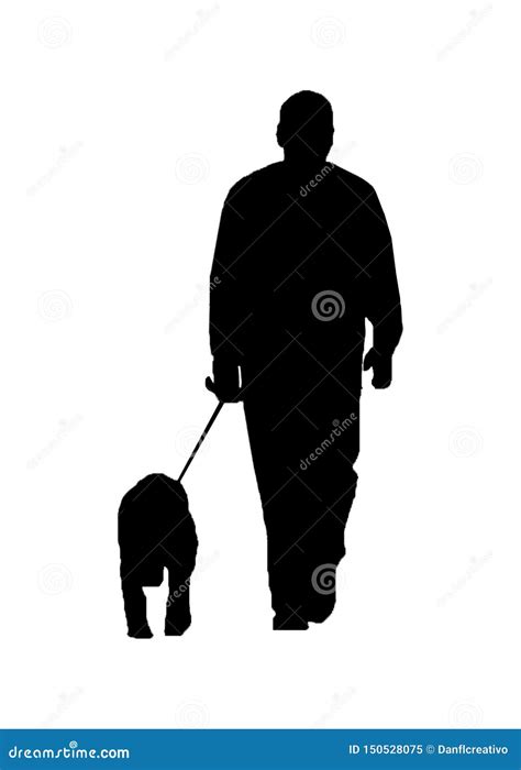 Man Walking His Dog Graphic Silhouette Stock Illustration ...