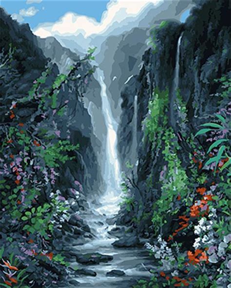 Jungle Waterfall Paint By Numbers Numeral Paint Kit