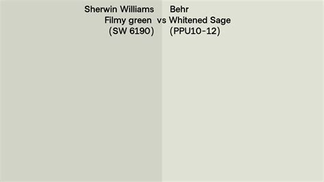 Sherwin Williams Filmy Green Sw 6190 Vs Behr Whitened Sage Ppu10 12