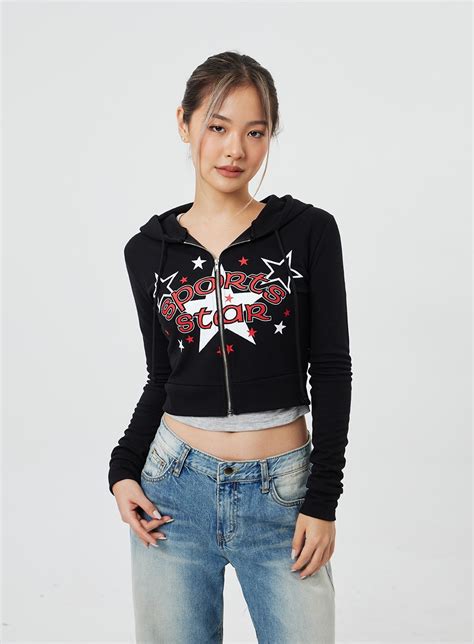 Star Graphic Zip Up Hoodie Cf317