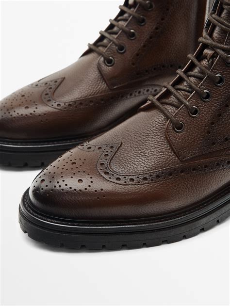 Massimo Dutti Leather Brogue Boots Big Apple Buddy