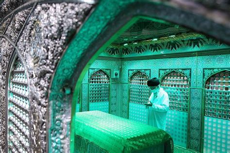 Ayatollah Khamenei Dusts Holy Tomb Of Imam Reza Photo And Video