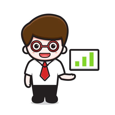 Cute businessman character presentation cartoon vector icon ...