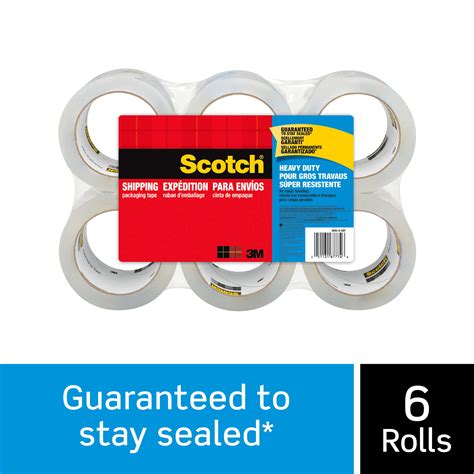 Scotch Packaging Tape Heavy Duty Shipping 188 In X 546 Yd 6pack