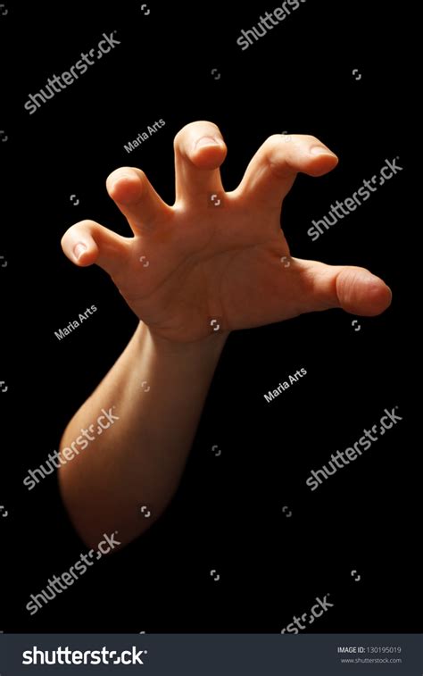 Hand Grabbing Position Isolated Over Black Stock Photo Edit Now