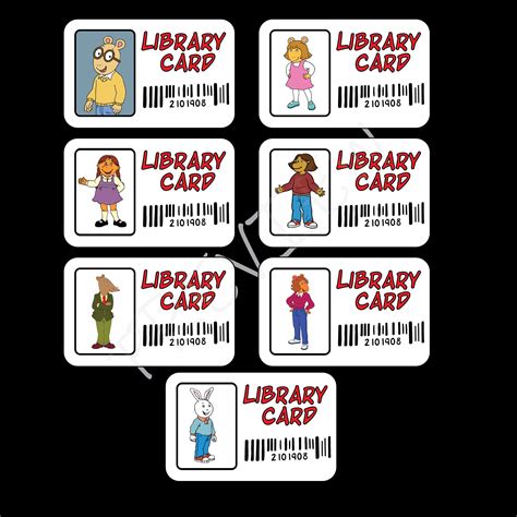 Printable Arthur Characters Library Card Pack 7 Png Images School