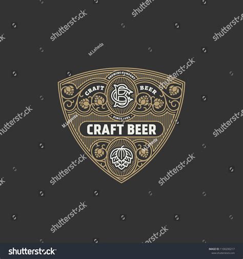 Flourishes Beer Label Design Template Hops Stock Vector Royalty Free