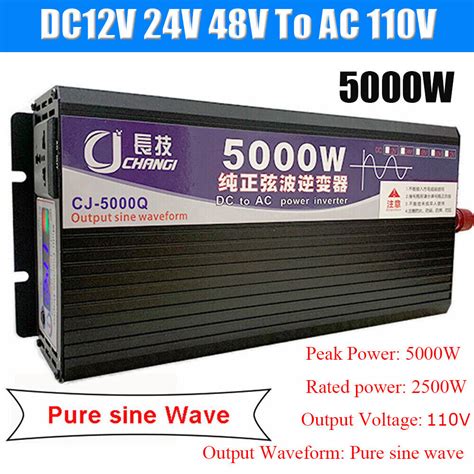 5000W Power Inverter DC12V 24V 48V To AC 110V 220V Pure Sine Wave Car