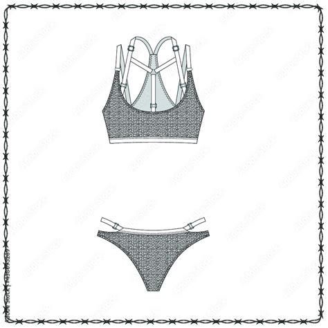 Women S Lingerie Editable Fashion Flat Sketch For Creating New Designs