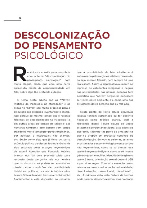 Descolonização do pensamento psicologico Psicologia Studocu