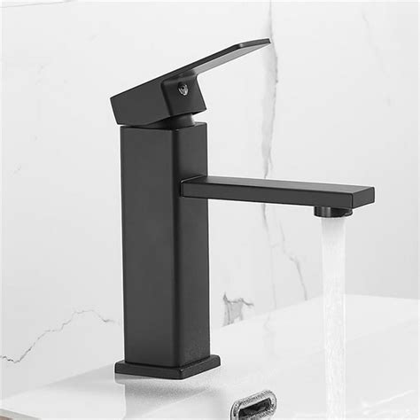 Black Bathroom Faucet, 3/8'' Single Handle Modern Vanity Sink Faucet ...