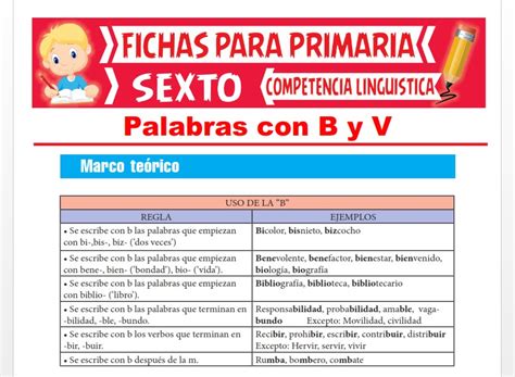 Palabras Con B Y V Para Sexto Grado De Primaria 2022