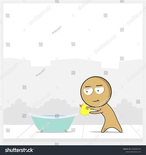 Man Takes Bath Duck Stock Vector Royalty Free 2142067751 Shutterstock