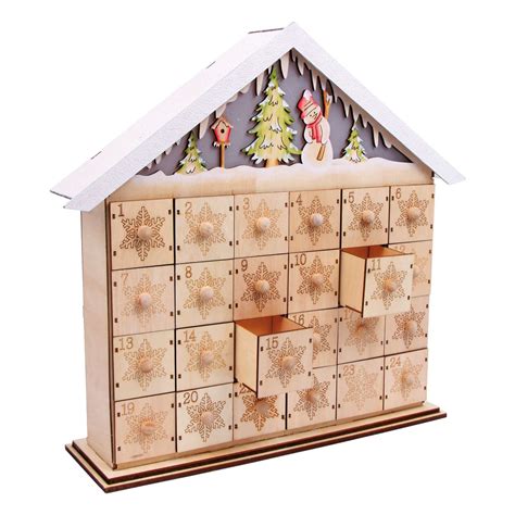 Adventskalender zum selber füllen aus Holz mit LED Licht KochShop