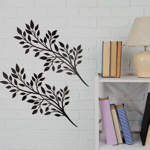 Vivegate Scroll Olive Branch Leaf Metal Wall Decor X Black Art