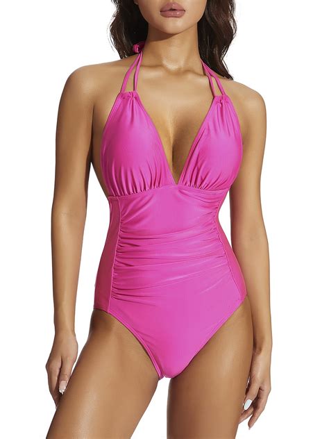 Qiylii Women One Piece Swimming Suit 2023 Summer Romper Swimsuit Solid