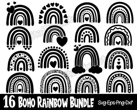 Boho Rainbow Svg Bundlerainbow Svg Cut Fileboho Rainbow Etsy Australia