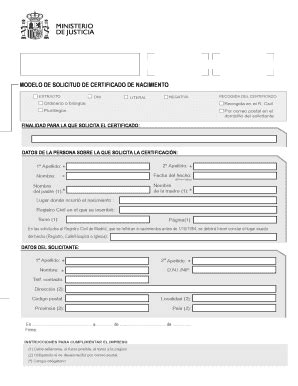 Certificado De Nacimientoai Ministerio De Justicia Fill And Sign