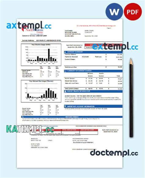 Sample Usa Northwestern Energy Utility Bill Template In Word And Pdf