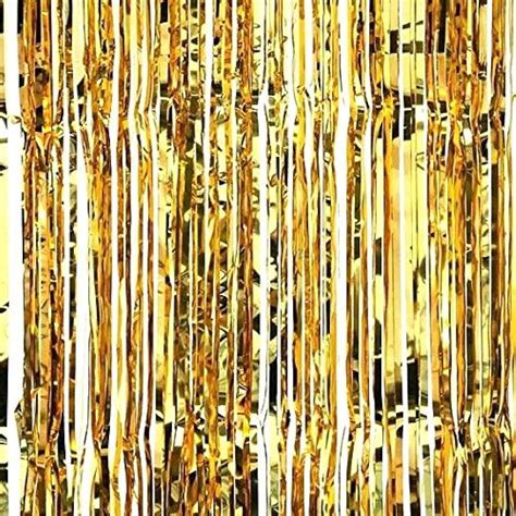 Tytroy Gold Shimmer Door Curtains Metallic Tinsel Fringe Photo Booth