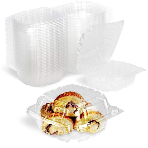 Pack Clear Hinged Plastic Containers Single Compartment