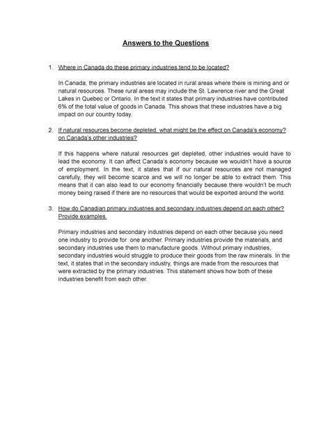 How Do The Industry Sectors Affect Canada's Economy - Answers to the Questions Where in Canada ...