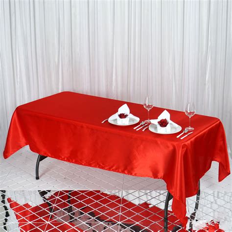 Efavormart 60x102 Rectangle Red Wholesale Satin Tablecloth Banquet Linen Wedding Party