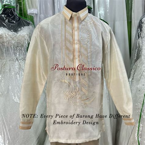 Hot Barong Tagalog For Men Double Piping Mocca W Beige Burda Sports