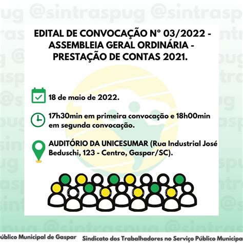 Edital De Convoca O N Assembleia Geral Ordin Ria Sintraspug