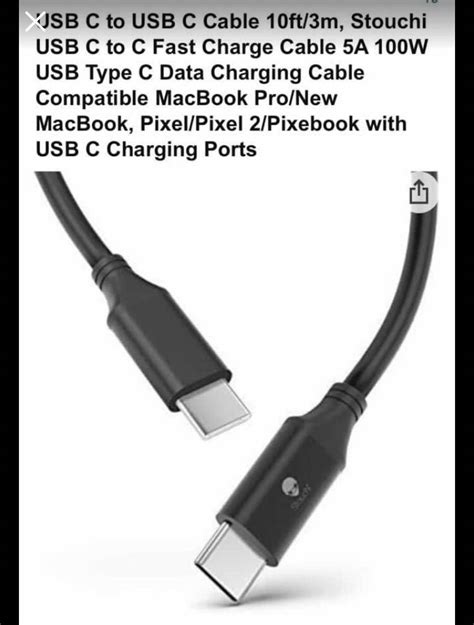 100w Usb C To Usb C Data Transfer Cable 3m Computers And Tech Parts And Accessories Cables