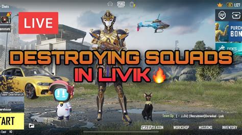 SHOTS PUBGM LIVIK GAMEPLAY Live Stream DESTROYING SQUADS PUBG MOBILE