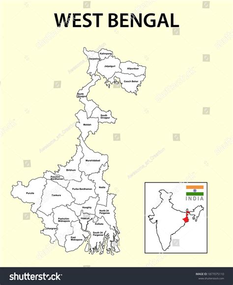 West Bengal Map Political Administrative Map: เวกเตอร์สต็อก (ปลอดค่า ...