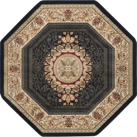 Tayse Rugs Sensation Black 7 ft. 10 in. Traditional Octagon Area Rug ...