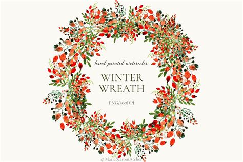 Winter Wreath Clip Art (882158) | Illustrations | Design Bundles