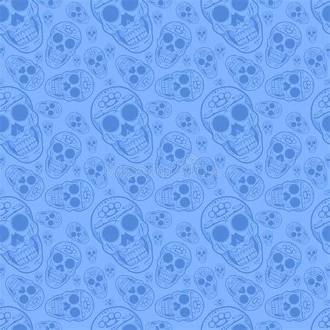 Blue Sugar Skull Seamless Pattern Stock Illustration Illustration Of