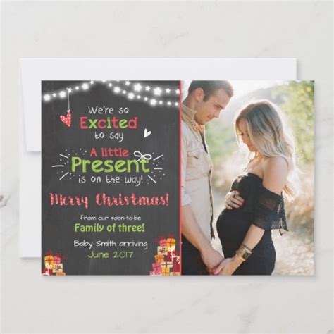 Christmas pregnancy announcement card chalkboard | Zazzle.com